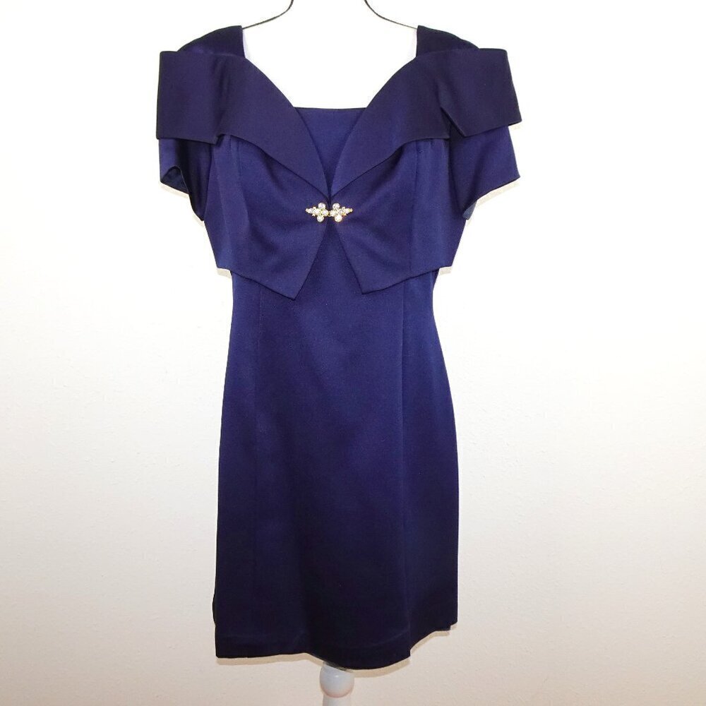Alex Evenings Cocktail Dress & Bolero Jacket Women's Size 16 Blue 2 Piece Dressy